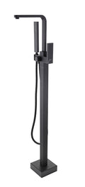 Freestanding Bathtub Faucet With Hand Shower Matte Black Metal