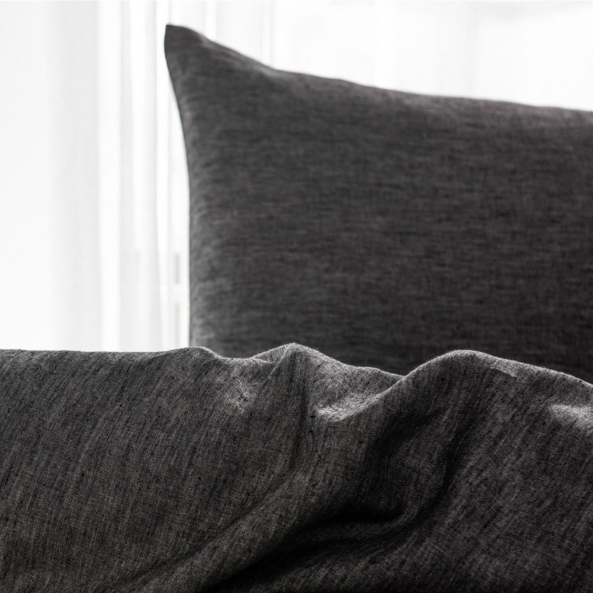 Pillow Cases Standard Size, Standard Pillow Cases Set Of 2, Pillowcases Standard, Premium Soft Linen Pillow Case With Envelope Enclosure 20"X27", Onyx Grey Linen Linen