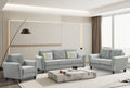 Fashionable Living Room Sofa For 3 People, Gray Fabric Antique Dark Grey Brown Polyester Wood Primary Living Space Soft American Traditional Rubberwood Memory Foam And Polyurethane Foam Polyester 3 Seat