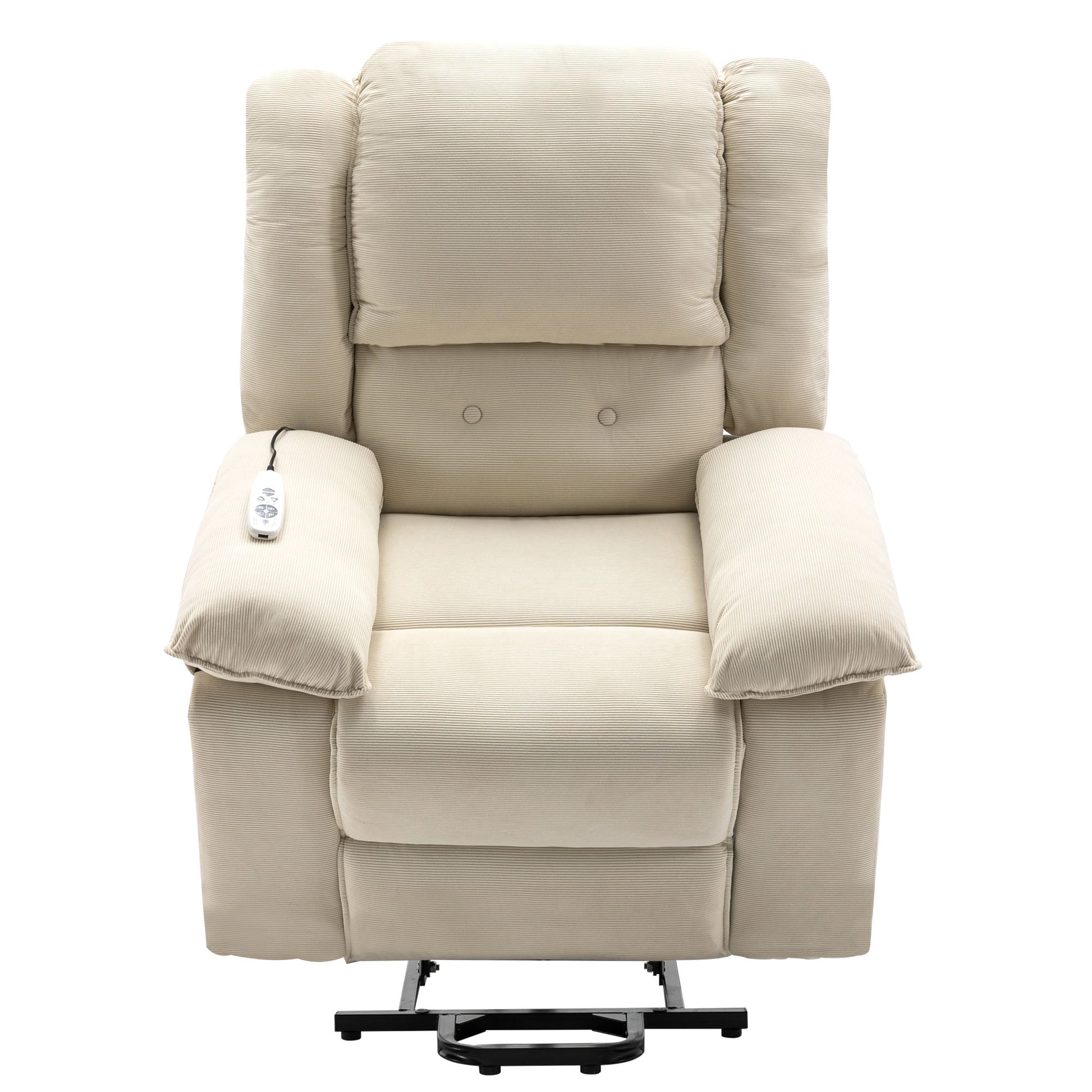 Massage Recliner,Power Lift Chair For Elderly With Adjustable Massage And Heating Function,Recliner Chair With Infinite Position And Side Pocket For Living Room ,Beige Beige Foam Corduroy