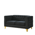 Contact Us For 3D Modeling Velvet Sofa For Living Room,Buttons Tufted Square Arm Couch, Modern Couch Upholstered Button And Metal Legs, Sofa Couch For Bedroom, Black Velvet 2S Black Foam Velvet