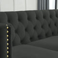 Contact Us For 3D Modeling Velvet Sofa For Living Room,Buttons Tufted Square Arm Couch, Modern Couch Upholstered Button And Metal Legs, Sofa Couch For Bedroom, Black Velvet 2S Black Foam Velvet