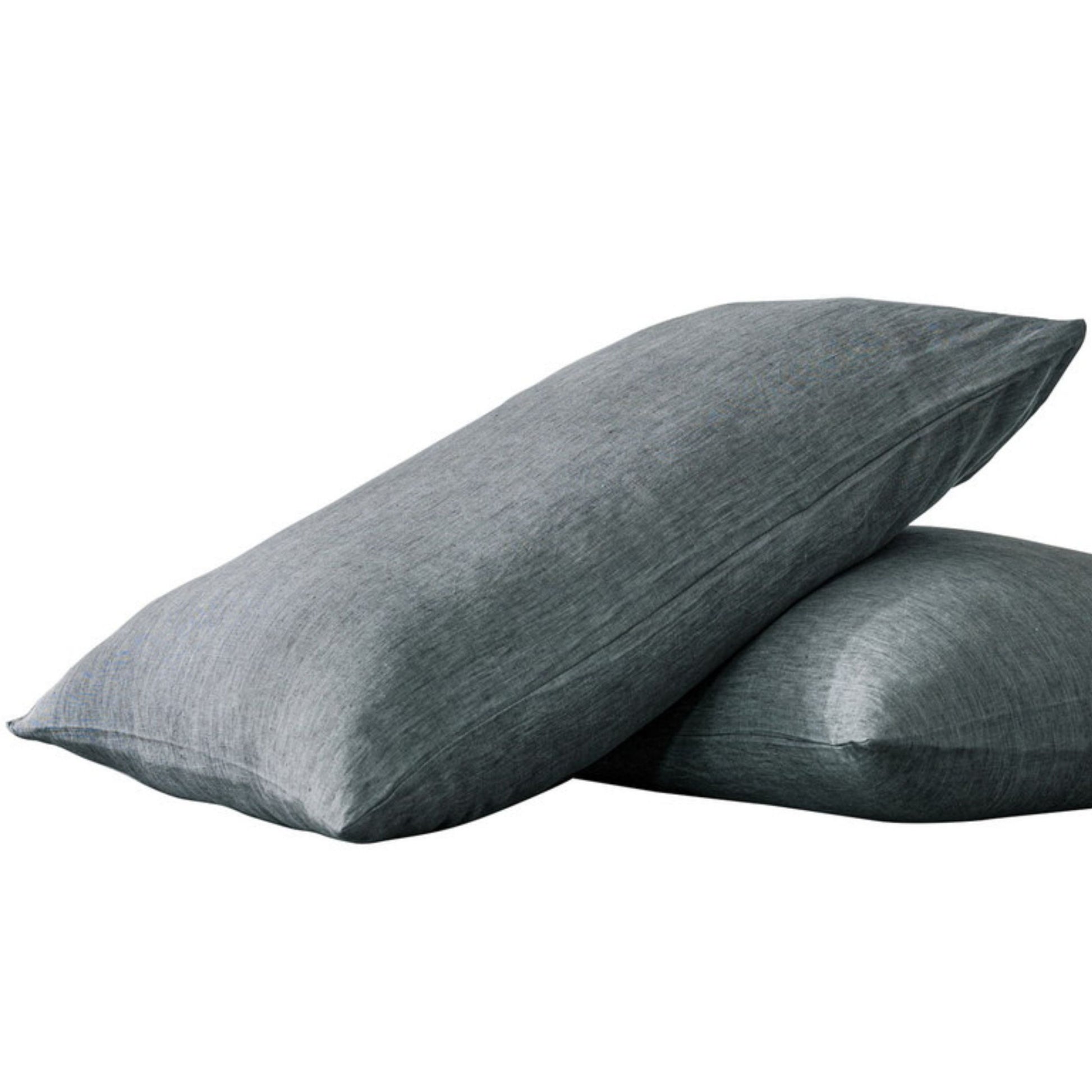 Pillow Cases Standard Size, Standard Pillow Cases Set Of 2, Pillowcases Standard, Premium Soft Linen Pillow Case With Envelope Enclosure 20"X27", Iron Silver Linen Linen