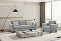 Fashionable Living Room Sofa For 3 People, Gray Fabric Antique Dark Grey Brown Polyester Wood Primary Living Space Soft American Traditional Rubberwood Memory Foam And Polyurethane Foam Polyester 3 Seat