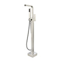 Freestanding Bathtub Faucet With Hand Shower Brushed Nickel Metal