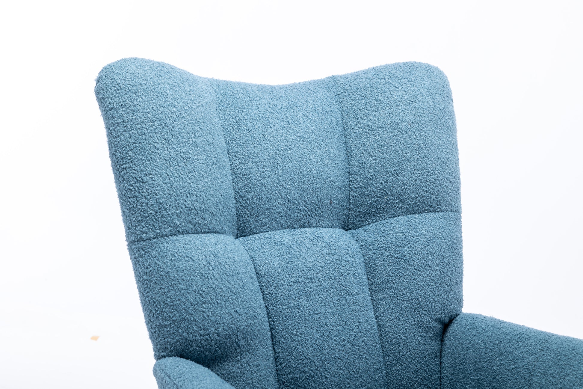 Rocking Chair With Pocket, Soft Teddy Fabric Rocking Chair For Nursery, Comfy Wingback Glider Rocker With Safe Solid Wood Base For Living Room Bedroom Balcony Blue Blue Casual Foam Teddy