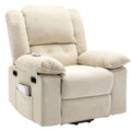 Massage Recliner,Power Lift Chair For Elderly With Adjustable Massage And Heating Function,Recliner Chair With Infinite Position And Side Pocket For Living Room ,Beige Beige Foam Corduroy