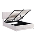 Full Size Upholstered Bed With Hydraulic Storage System And Led Light, Modern Platform Bed With Sockets And Usb Ports, White White Pu Leather