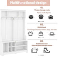 Modern Hallway Hall Tree With Metal Hooks And Storage Space, Multi Functional Entryway Coat Rack With Shoe Cubbies, White Pre Sale Date: December 18Th White Mdf