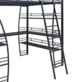 Full Size Loft Bed With 4 Layers Of Shelves And L Shaped Desk, Stylish Metal Frame Bed With A Set Of Sockets, Usb Ports And Wireless Charging, Black Black Metal