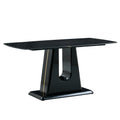 A Modern, Minimalist, And Luxurious Table. A Black Imitation Marble Tabletop With Mdf U Shaped Legs. Dining Table, Computer Table. For Restaurants And Living Rooms 63