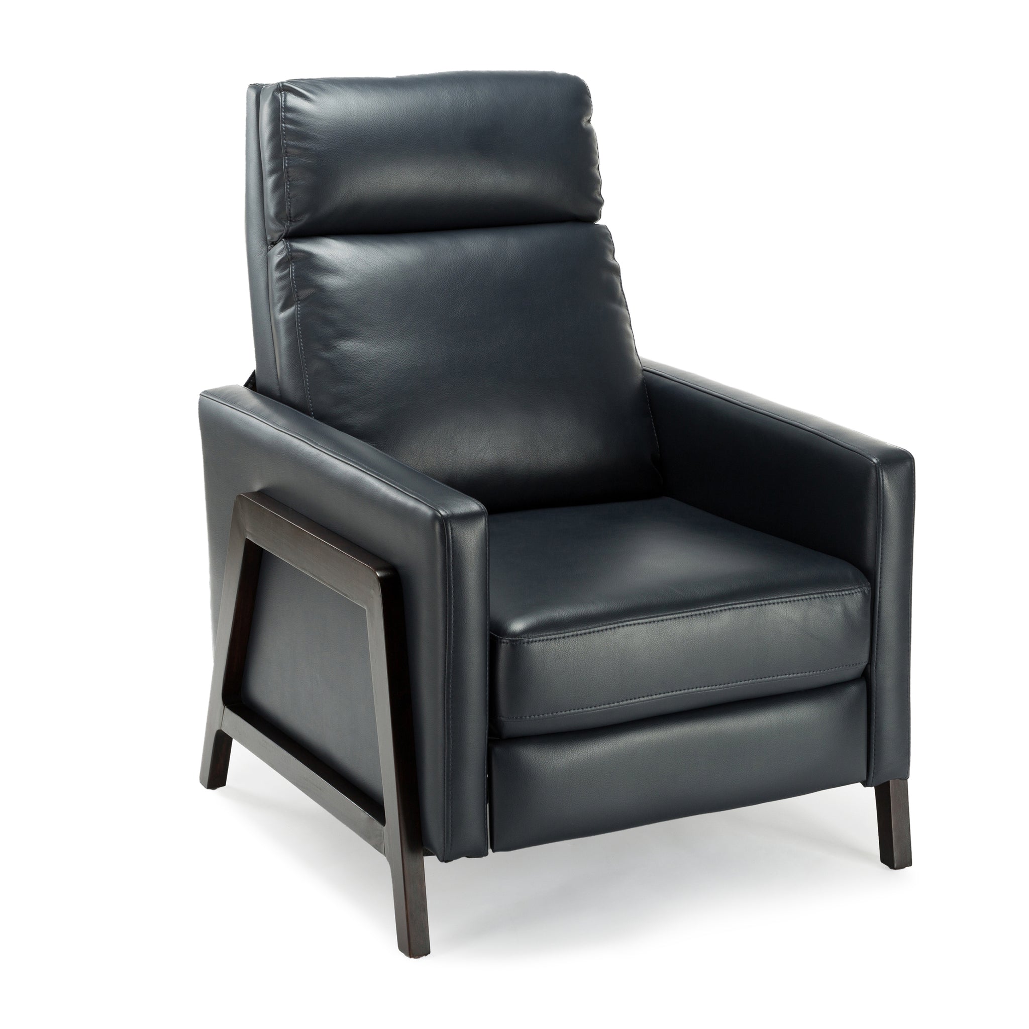 Madeline Push Back Recliner Midnight Blue Dark Navy Foam Polyester Blend