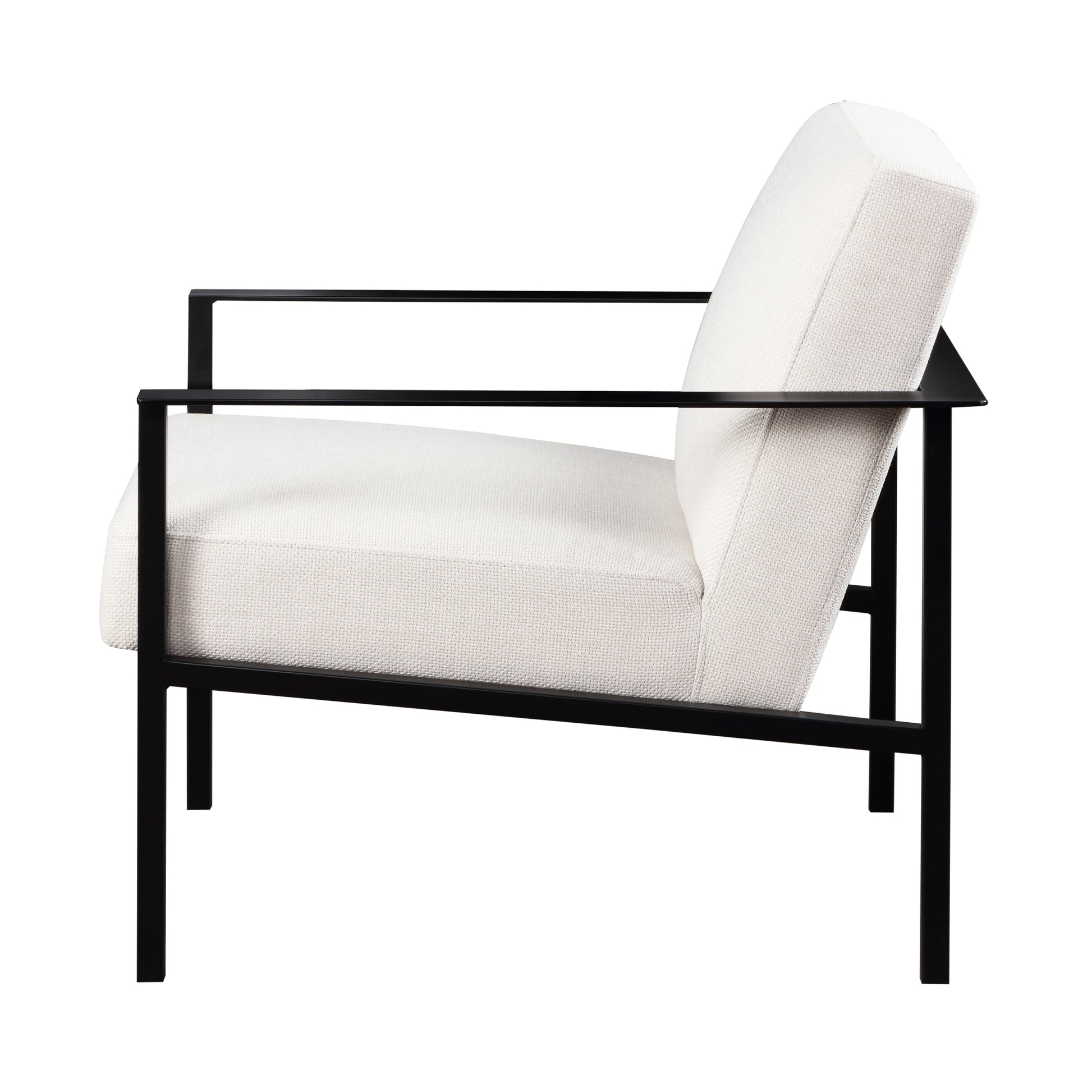 Millie Oatmeal White Stationary Metal Accent Chair Off White Foam Polyester
