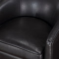 Maisy Brown Faux Leather Wood Base Barrel Swivel Chair Brown Foam Polyester