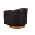 Maisy Brown Faux Leather Wood Base Barrel Swivel Chair Brown Foam Polyester