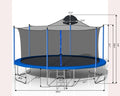 14Ft Trampoline For Adults & Kids With Basketball Hoop, Outdoor Trampolines W Ladder And Safety Enclosure Net For Kids And Adults,Double Side Color Cover Blue Metal