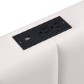 Queen Size Upholstered Bed With Hydraulic Storage System And Led Light, Modern Platform Bed With Sockets And Usb Ports, White White Pu Leather