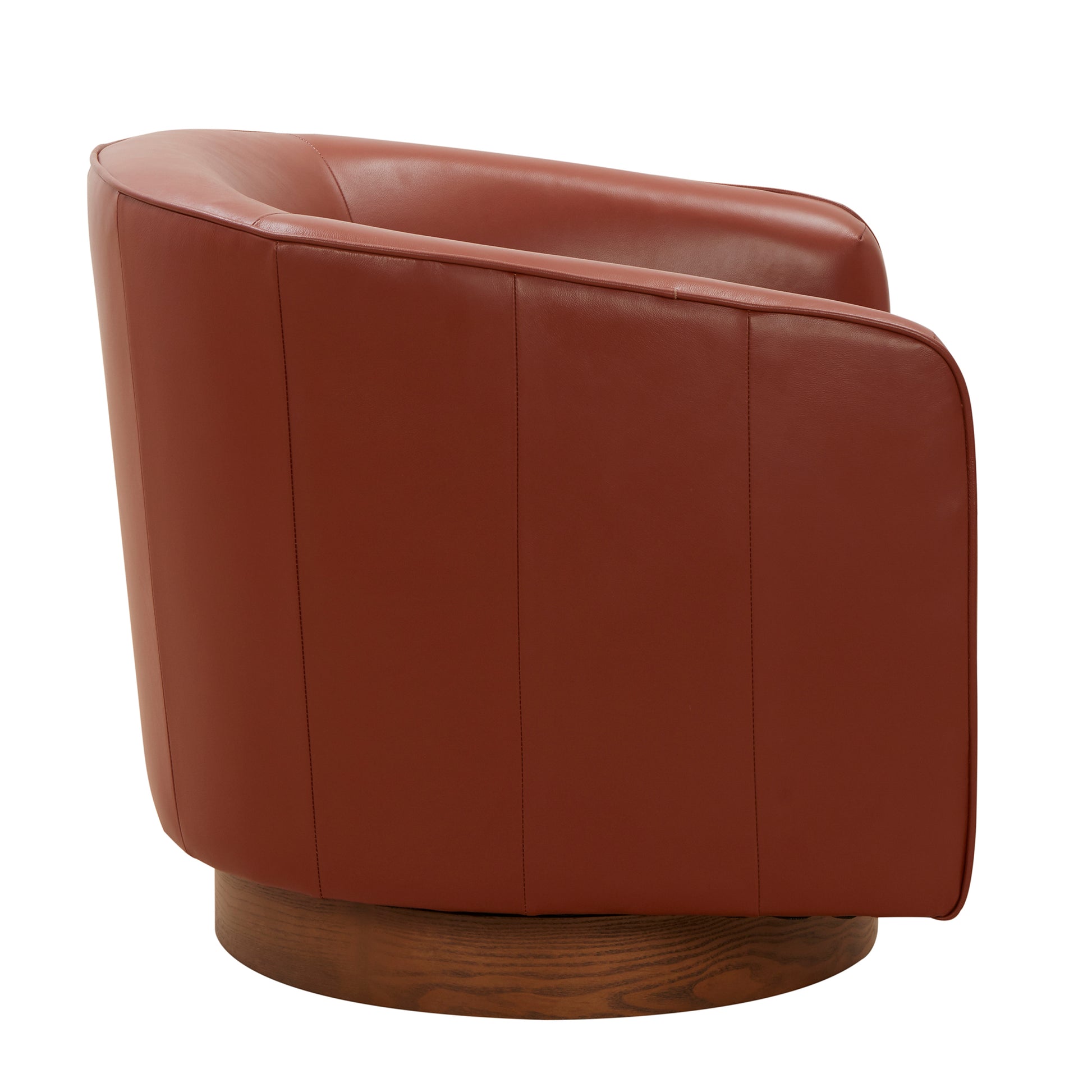 Tessa Caramel Top Grain Leather Wood Base Swivel Chair Caramel Foam Leather