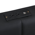 Queen Size Upholstered Bed With Hydraulic Storage System And Led Light, Modern Platform Bed With Sockets And Usb Ports, Black Black Pu Leather