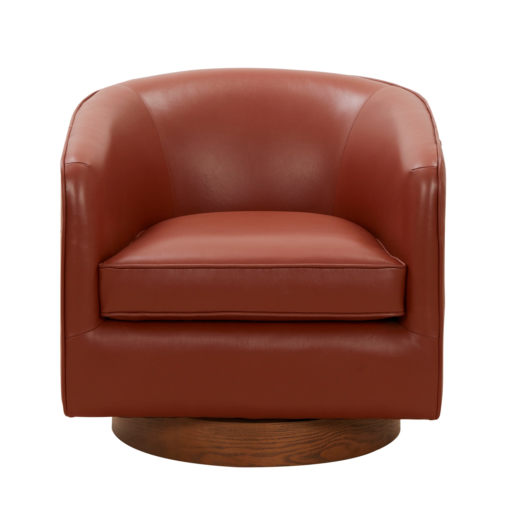 Tessa Caramel Top Grain Leather Wood Base Swivel Chair Caramel Foam Leather