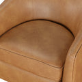 Maisy Saddle Faux Leather Wood Base Barrel Swivel Chair Brown Foam Polyester