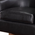 Maisy Brown Faux Leather Wood Base Barrel Swivel Chair Brown Foam Polyester
