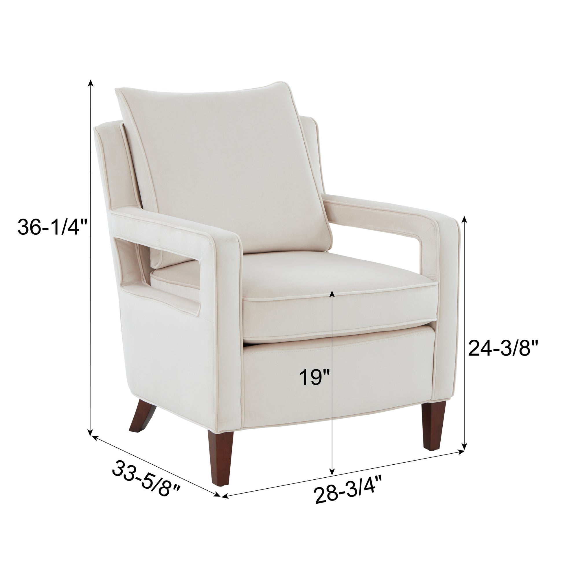 Alina Sea Oat Velvet Accent Arm Chair Beige Foam Velvet