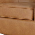 Maisy Saddle Faux Leather Wood Base Barrel Swivel Chair Brown Foam Polyester