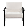 Millie Oatmeal White Stationary Metal Accent Chair Off White Foam Polyester
