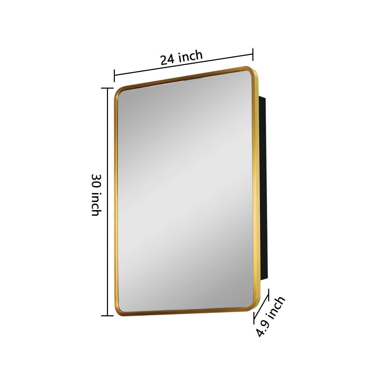 24X30 Inch Gold Metal Framed Wall Mount Or Recessed Bathroom Medicine Cabinet With Mirror Gold Matte Black 1 2 24 To 35 In 24 To 31 In Removable Shelf Bathroom Classic Less Than 5 Inches Aluminium Powder Coated