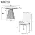 5 Piece Dining Set Retro Round Table With 4 Upholstered Chairs For Living Room, Dining Room Creamy White Cream White Rubber Wood
