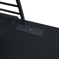 Twin Size Loft Bed With 4 Layers Of Shelves And L Shaped Desk, Stylish Metal Frame Bed With A Set Of Sockets, Usb Ports And Wireless Charging, Black Black Metal