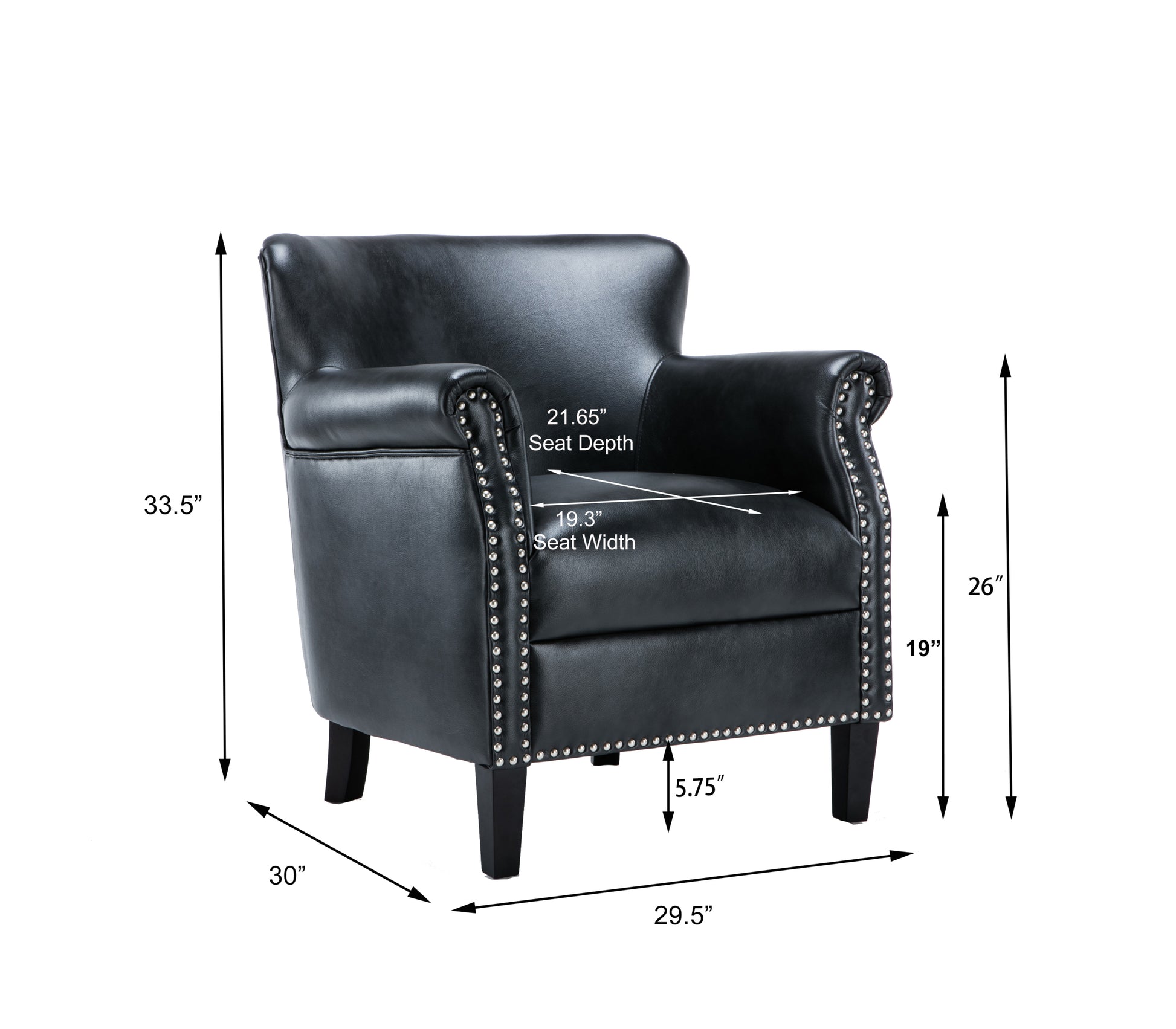 Hadley Charcoal Club Chair Charcoal Foam Polyester Blend