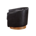Maisy Brown Faux Leather Wood Base Barrel Swivel Chair Brown Foam Polyester