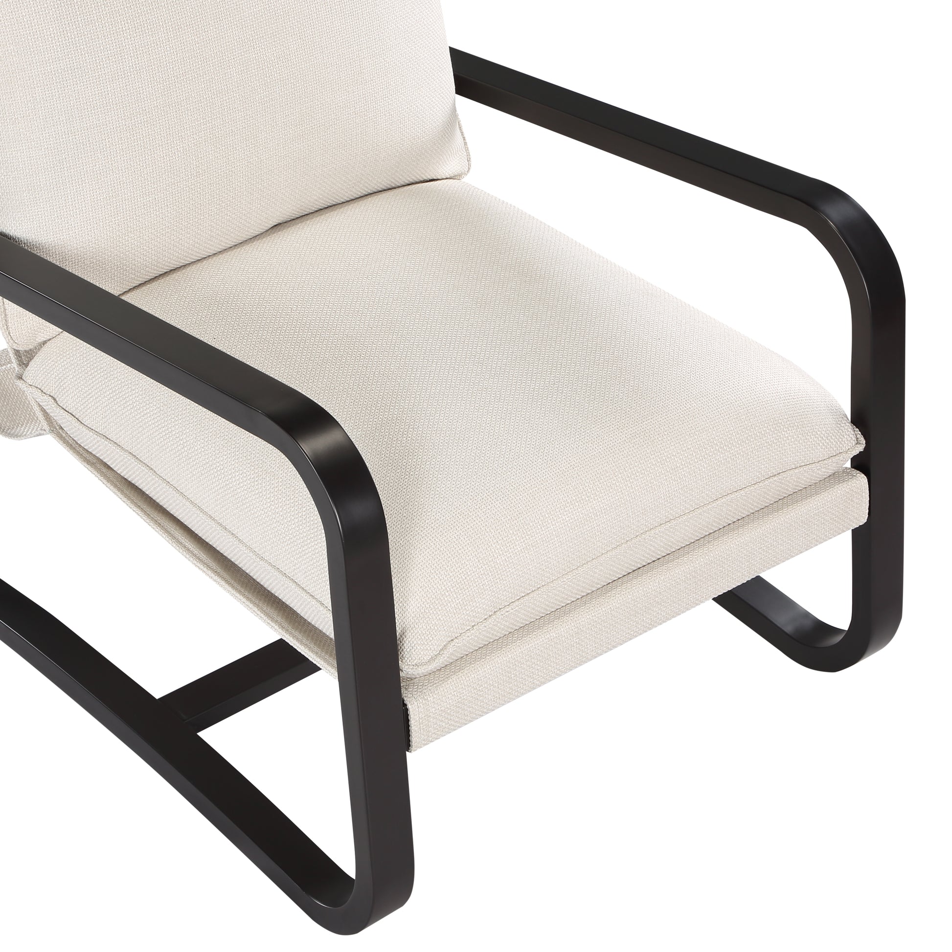 Blaire Sling Chair Upholstered In Oatmeal Fabric With Metal Frame Beige Foam Polyester