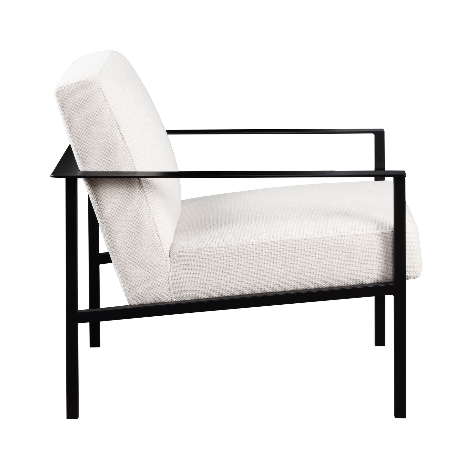 Millie Oatmeal White Stationary Metal Accent Chair Off White Foam Polyester