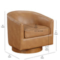 Maisy Saddle Faux Leather Wood Base Barrel Swivel Chair Brown Foam Polyester
