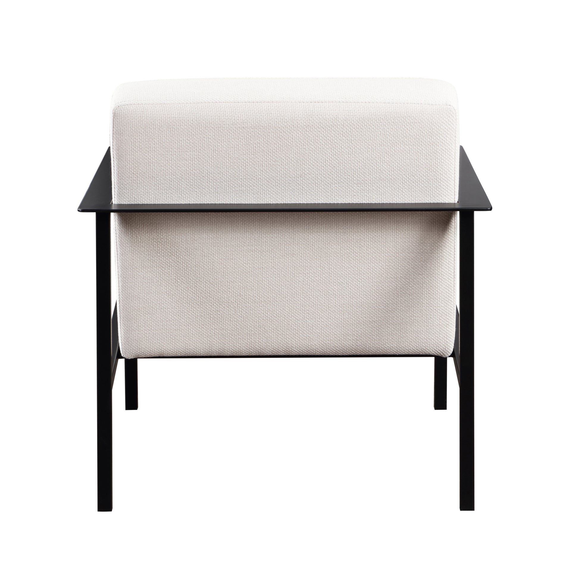 Millie Oatmeal White Stationary Metal Accent Chair Off White Foam Polyester