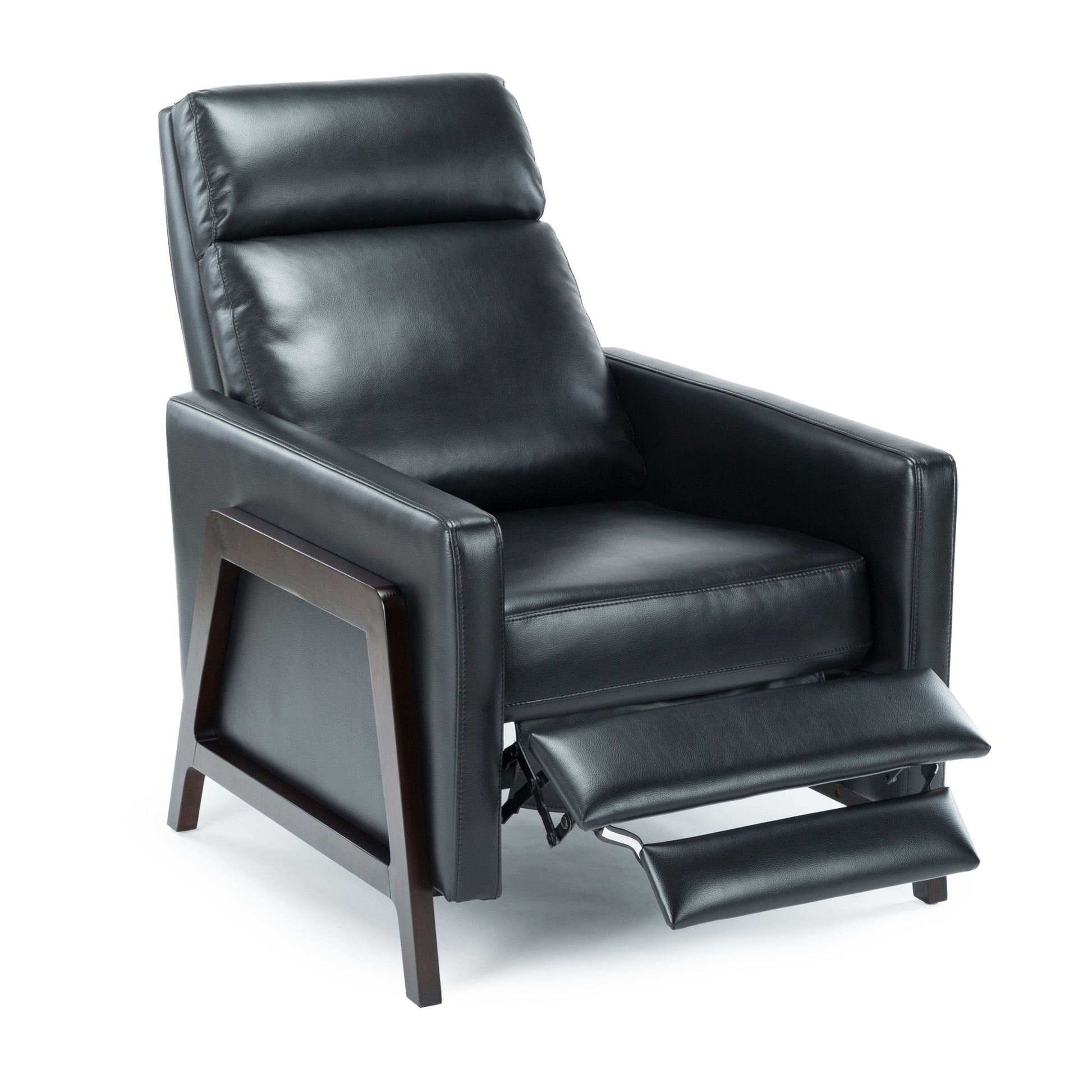 Madeline Push Back Recliner Black Black Foam Polyester Blend