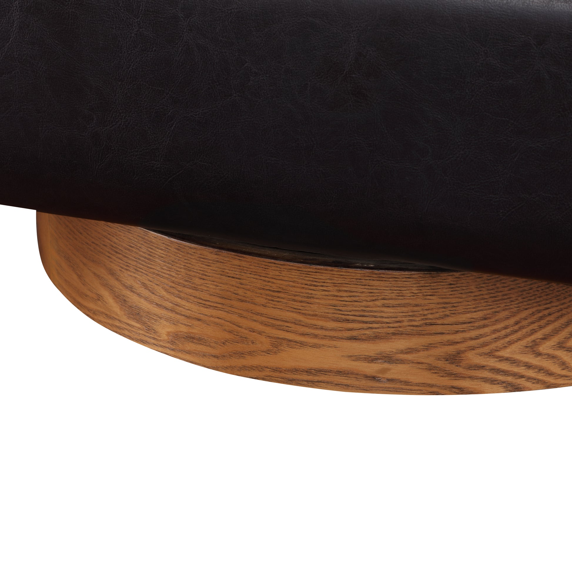 Maisy Brown Faux Leather Wood Base Barrel Swivel Chair Brown Foam Polyester