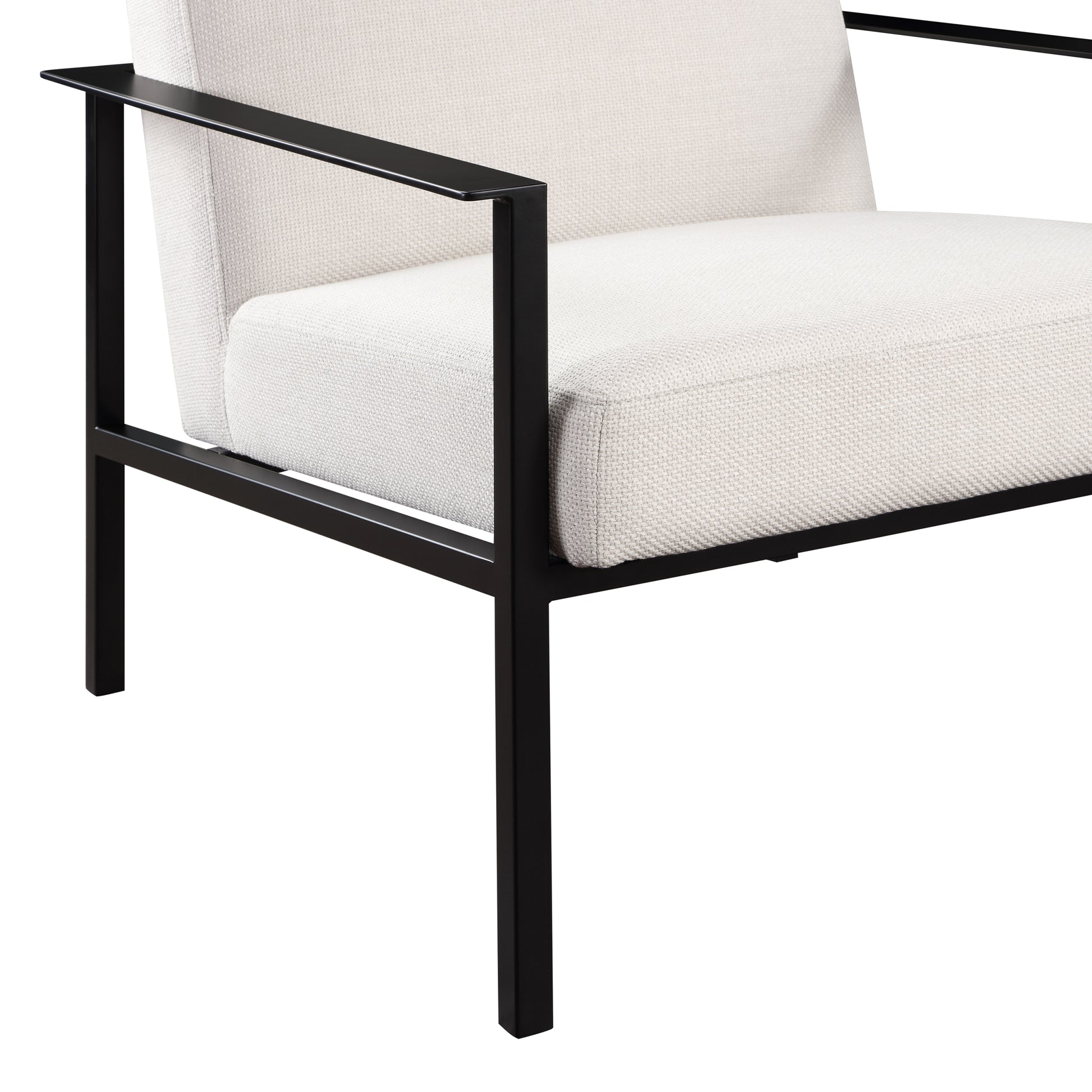 Millie Oatmeal White Stationary Metal Accent Chair Off White Foam Polyester
