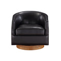 Maisy Brown Faux Leather Wood Base Barrel Swivel Chair Brown Foam Polyester