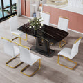 A Modern, Minimalist, And Luxurious Table. A Black Imitation Marble Tabletop With Mdf U Shaped Legs. Dining Table, Computer Table. For Restaurants And Living Rooms 63