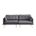 3 Seat Sofa With Gold Metal Legs Soft With Cotton Linen Fabric Dark Grey Dark Grey Polyester Fabric