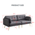 3 Seat Sofa With Gold Metal Legs Soft With Cotton Linen Fabric Dark Grey Dark Grey Polyester Fabric