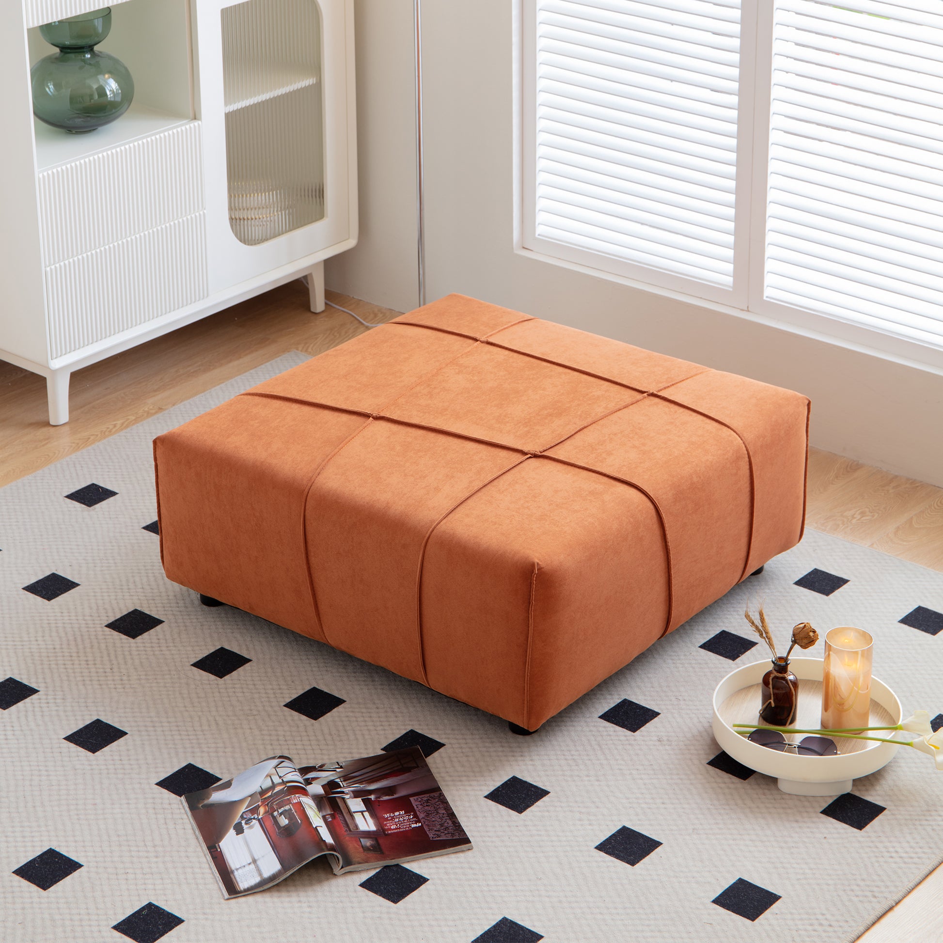 Modular Sectional Single Sofa,Armless Chair With Removable Back Cushion 33.1"For Living Room Caramel Foam 1 Seat