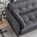 3 Seat Sofa With Gold Metal Legs Soft With Cotton Linen Fabric Dark Grey Dark Grey Polyester Fabric