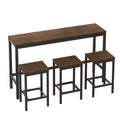 Modern Design Kitchen Dining Table,Pub Table,Long Dining Table Set With 3 Stools,Easy Assembly,Dark Brown Same Sku:W75767952 Dark Brown Mdf Iron
