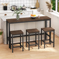 Modern Design Kitchen Dining Table,Pub Table,Long Dining Table Set With 3 Stools,Easy Assembly,Dark Brown Dark Brown Mdf