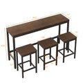 Modern Design Kitchen Dining Table,Pub Table,Long Dining Table Set With 3 Stools,Easy Assembly,Dark Brown Same Sku:W75767952 Dark Brown Mdf Iron